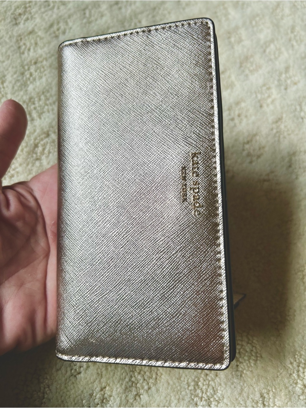 Kate Spade Outlet Metallic Gold Small Cardholder Wallet